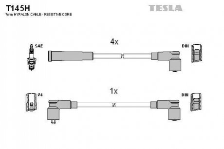 Комплект кабелей зажигания TESLA T145H (фото 1)
