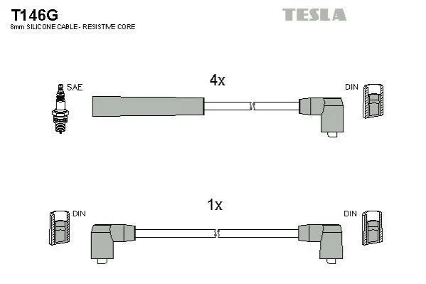<strong>Кабель запалювання к-кт Ford 85-94 TESLA T146G (фото 1)</strong>