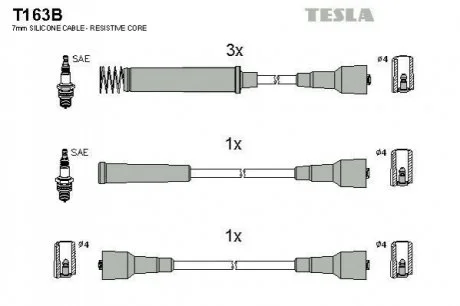 Комплект кабелей высоковольтных для TESLA T163B фото товара