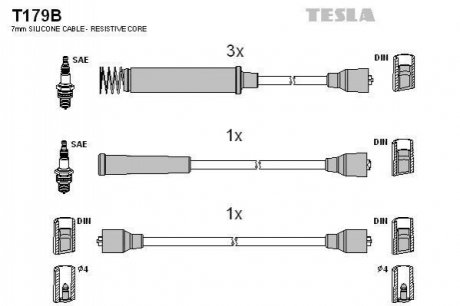 Комплект кабелiв запалювання TESLA T179B (фото 1)