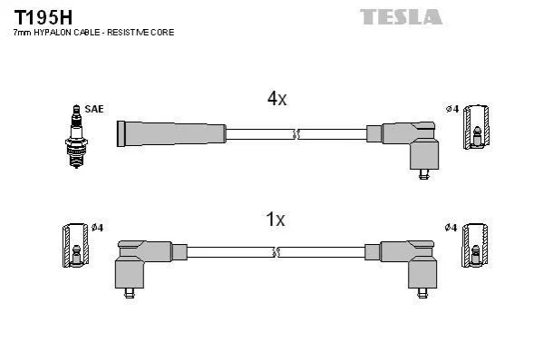 <strong>Кабель запалювання к-кт Skoda Felicia 94-01 1,3i 135B (SPI),136B (SPI) TESLA T195H (фото 1)</strong>