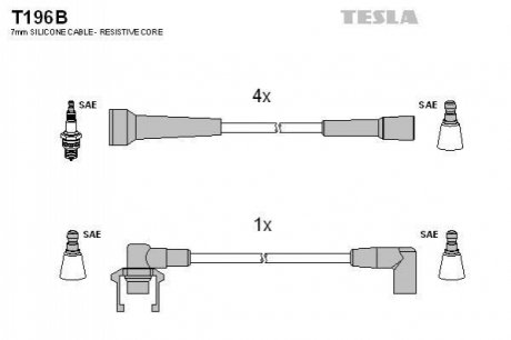 Комплект кабелей зажигания TESLA T196B