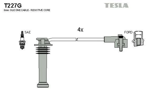 <strong>Кабель запалювання к-кт Ford 92-00 TESLA T227G (фото 1)</strong>