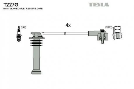 Кабель запалювання к-кт Ford 92-00 для TESLA T227G фото товару