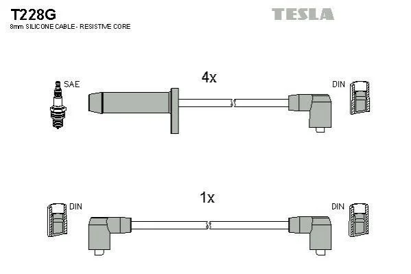 <strong>Кабель запалювання к-кт Ford Scorpio, Sierra 85-94 2,0 TESLA T228G (фото 1)</strong>