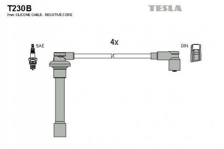 Комплект кабелей зажигания TESLA T230B (фото 1)