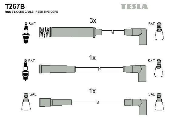 <strong>Комплект кабелей зажигания TESLA T267B (фото 1)</strong>