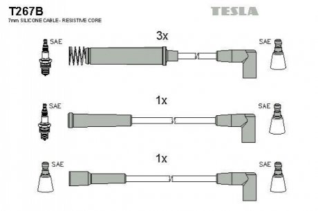 Комплект кабелiв запалювання TESLA T267B