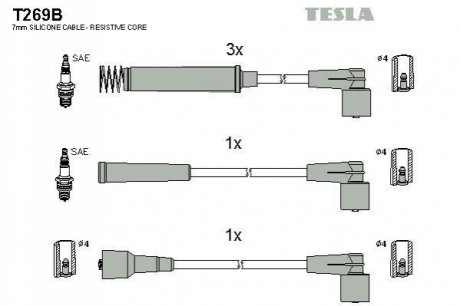 Комплект кабелiв запалювання TESLA T269B (фото 1)