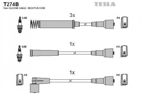 Комплект кабелей высоковольтных TESLA T274B (фото 1)