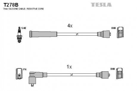 Комплект кабелiв запалювання TESLA T278B