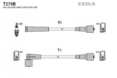 Комплект кабелей зажигания TESLA T279B
