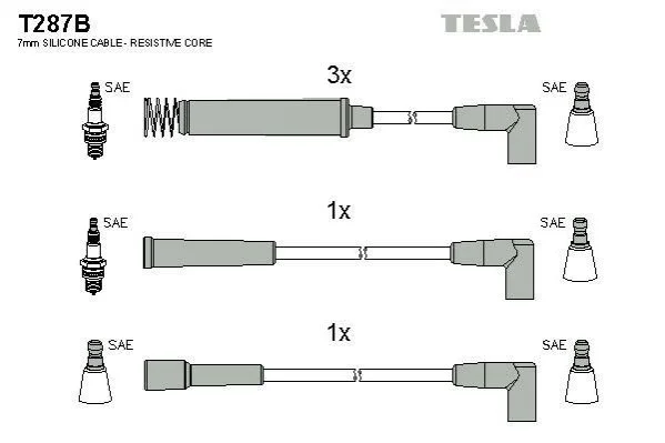 <strong>Комплект кабелей зажигания TESLA T287B (фото 1)</strong>