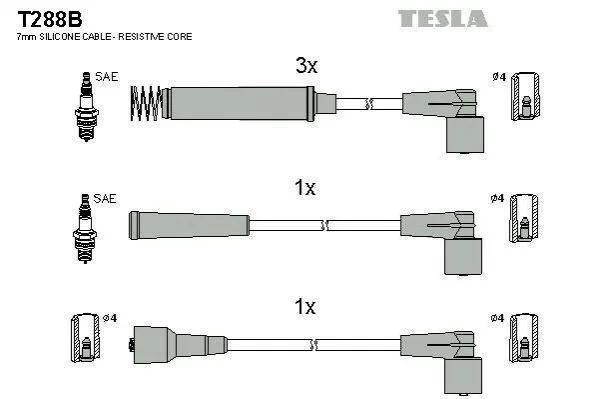 <strong>Комплект кабелей зажигания TESLA T288B (фото 1)</strong>