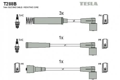 Комплект кабелей зажигания для TESLA T288B фото товара