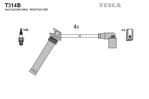 <strong>Кабель запалювання к-кт CheryTiggo 1.8-2.0 Fora 1.6-2.0 16V TESLA T314B (фото 1)</strong>