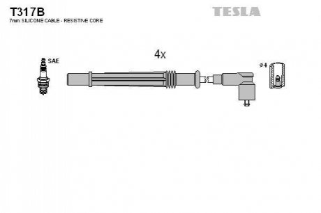 Комплект кабелiв запалювання TESLA T317B (фото 1)