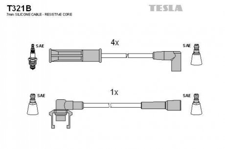 Комплект кабелей зажигания TESLA T321B (фото 1)