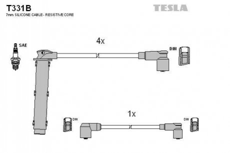 Комплект кабелей зажигания TESLA T331B (фото 1)