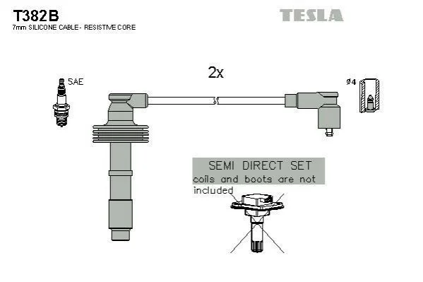 <strong>Провід високовольтний, комплект Volvo S40 I, V 40 (95-04) 1.6, 1.8, 1.9, 2.0i BLATNA TESLA T382B (фото 1)</strong>