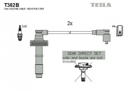 Провід високовольтний, комплект Volvo S40 I, V 40 (95-04) 1.6, 1.8, 1.9, 2.0i BLATNA для TESLA T382B фото товару