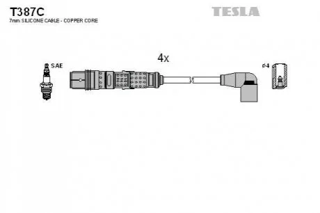 Провід високовольтні (к-кт) VW POLO IV 1.6i  BLATNA для TESLA T387C фото товару