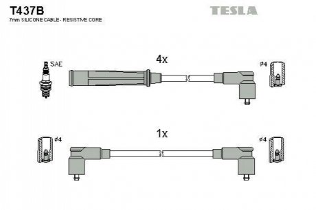 Комплект кабелей зажигания TESLA T437B (фото 1)
