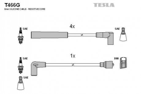 Комплект кабелiв запалювання TESLA T466G (фото 1)