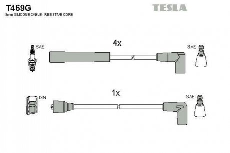 Комплект кабелей зажигания TESLA T469G (фото 1)