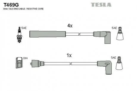 Комплект кабелей зажигания для TESLA T469G фото товара