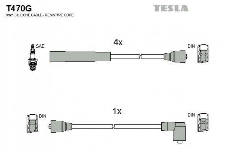 Комплект кабелей зажигания TESLA T470G (фото 1)