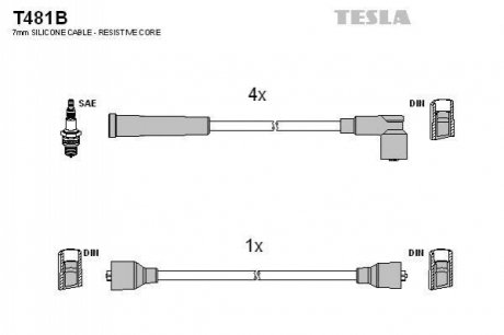 Комплект кабелей зажигания TESLA T481B (фото 1)