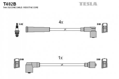 Комплект кабелей зажигания TESLA T482B (фото 1)