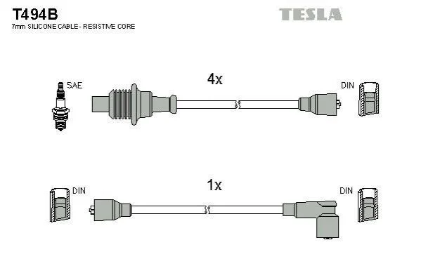 <strong>Кабель запалювання к-кт Peugeot 205,305,309,405 82-94 1,6 TESLA T494B (фото 1)</strong>