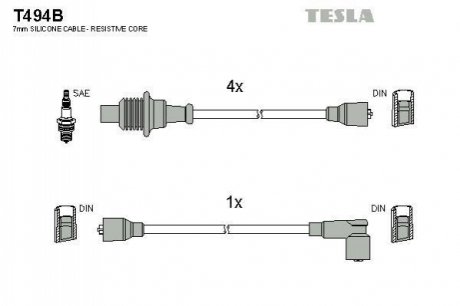Комплект кабелей зажигания TESLA T494B
