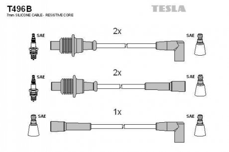 Комплект кабелей зажигания TESLA T496B
