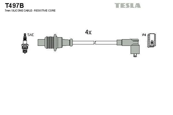 <strong>Провід високовольтний, комплект Citroen Jumper I/ Fiat Ducato (94-) 2.0i BLATNA TESLA T497B (фото 1)</strong>