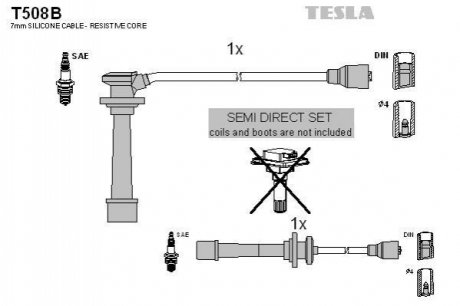 Комплект кабелей высоковольтных TESLA T508B (фото 1)