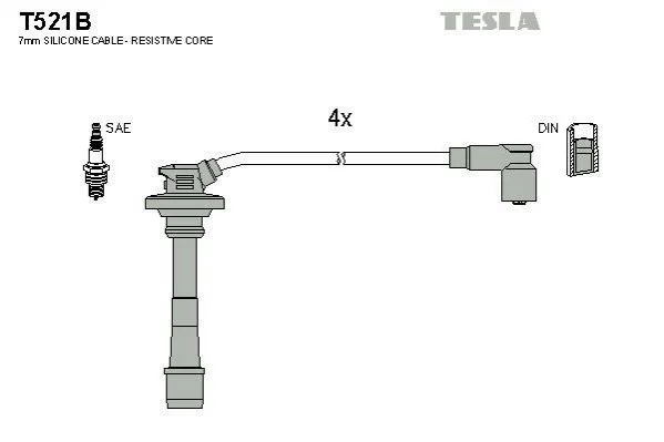 <strong>Комплект кабелiв запалювання TESLA T521B (фото 1)</strong>