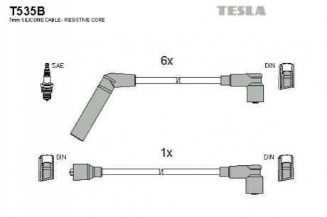Комплект кабелiв запалювання TESLA T535B (фото 1)
