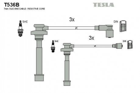 Комплект кабелей зажигания TESLA T536B (фото 1)