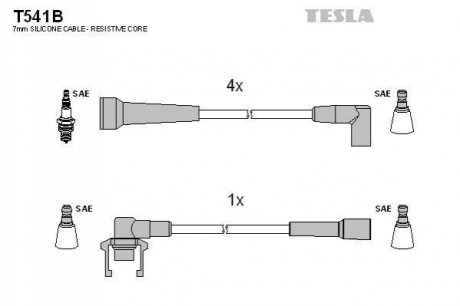 Комплект кабелiв запалювання TESLA T541B (фото 1)