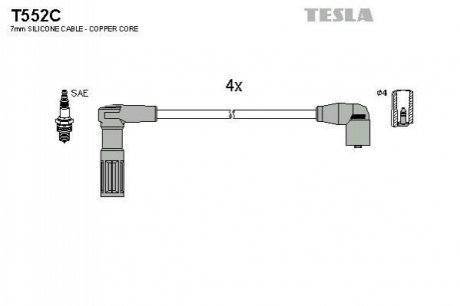 Комплект кабелей зажигания TESLA T552C