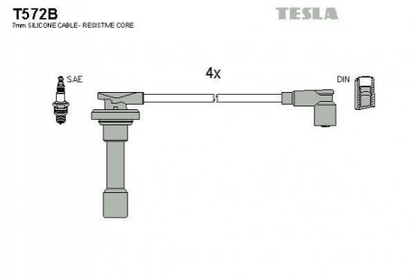 Комплект кабелей зажигания TESLA T572B