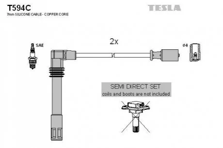 Кабель запалювання к-кт Audi A4,A6 VW Passat 95-00 1,8 для TESLA T594C фото товару