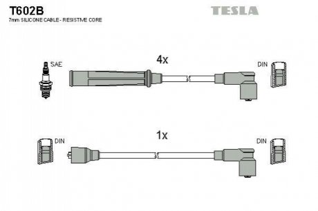 Комплект кабелiв запалювання TESLA T602B