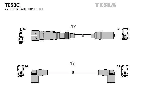 <strong>Кабель запалювання к-кт Seat,VW 80-01 1,6 TESLA T650C (фото 1)</strong>