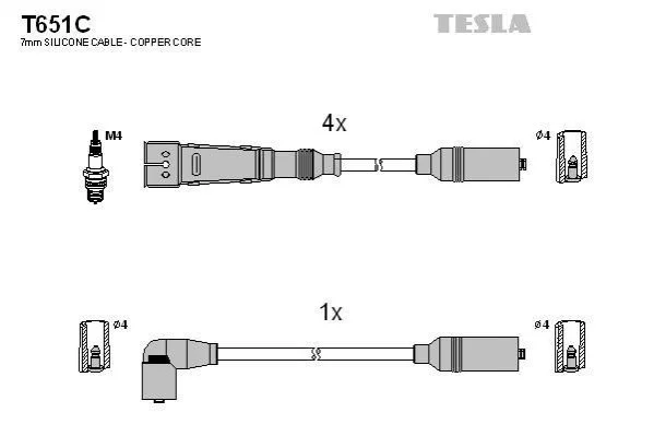 <strong>Кабель запалювання к-кт Seat,VW 88-02 1,8 TESLA T651C (фото 1)</strong>