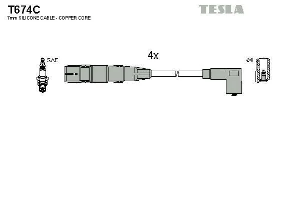 <strong>Провід високовольтний, комплект Skoda Octavia I 1.6, 2.0i/ VW T5 2.0i BLATNA TESLA T674C (фото 1)</strong>