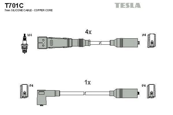 <strong>Кабель запалювання к-кт Audi 80 78-98 1,4 TESLA T701C (фото 1)</strong>